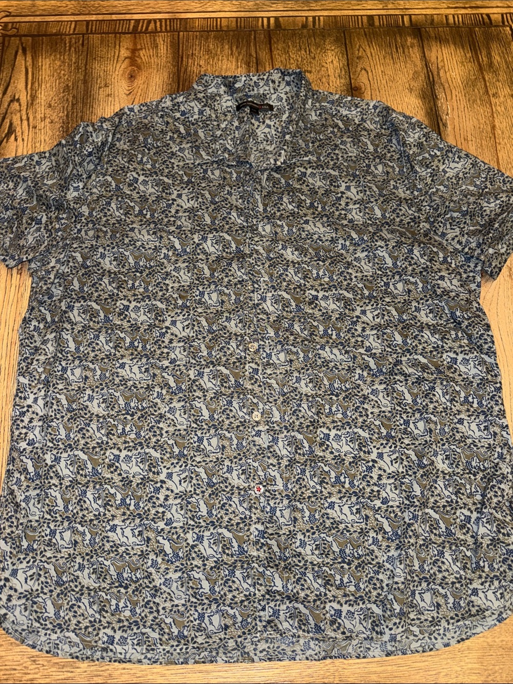 John Varvatos Short-Sleeve Floral Button-Down in Blue and Brown